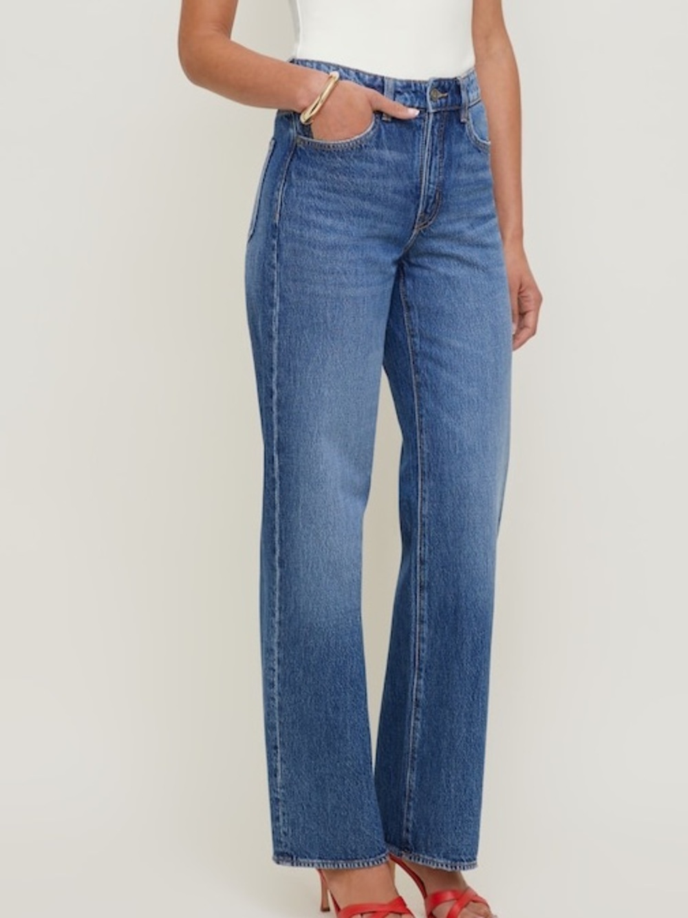 Dynamite Heidi Wide Leg Jeans Aspen Wash 100% Cotton NWT Sz 26